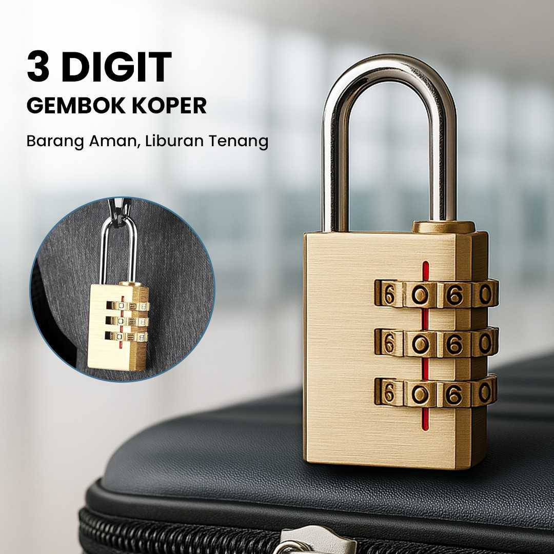 Jual Travel-O Gembok Koper Padlock 3 Digit Combination Solid