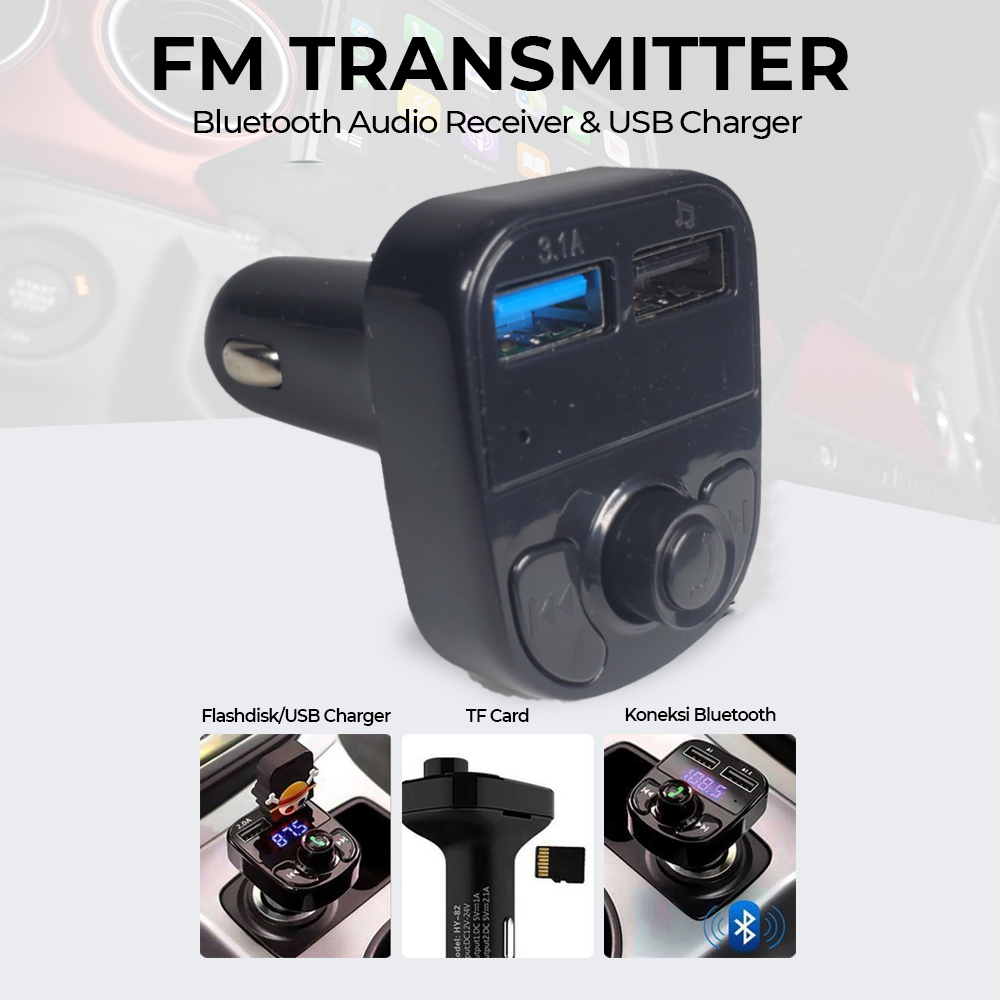 JINSERTA Bluetooth Audio Receiver FM Transmitter USB Charger - X8