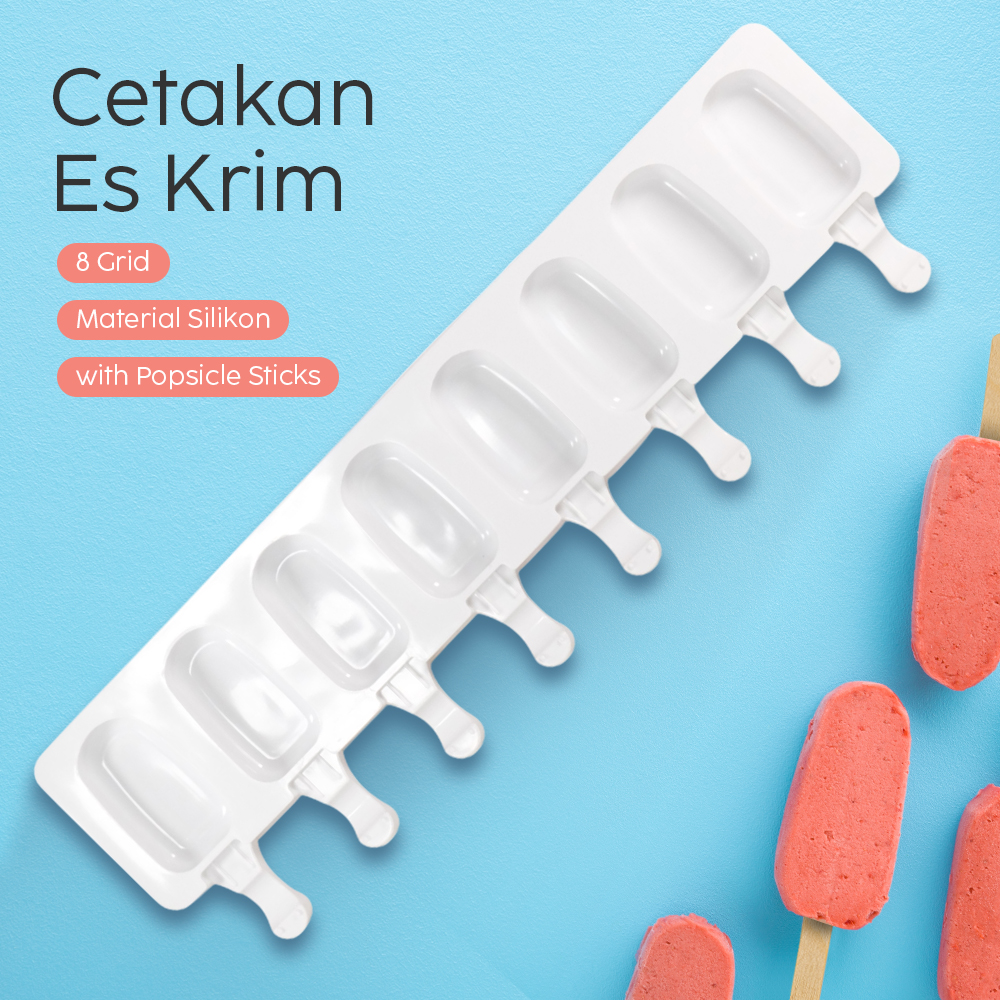 Allforhome Cetakan Es Krim 8 Grid with Popsicle Sticks - JS282