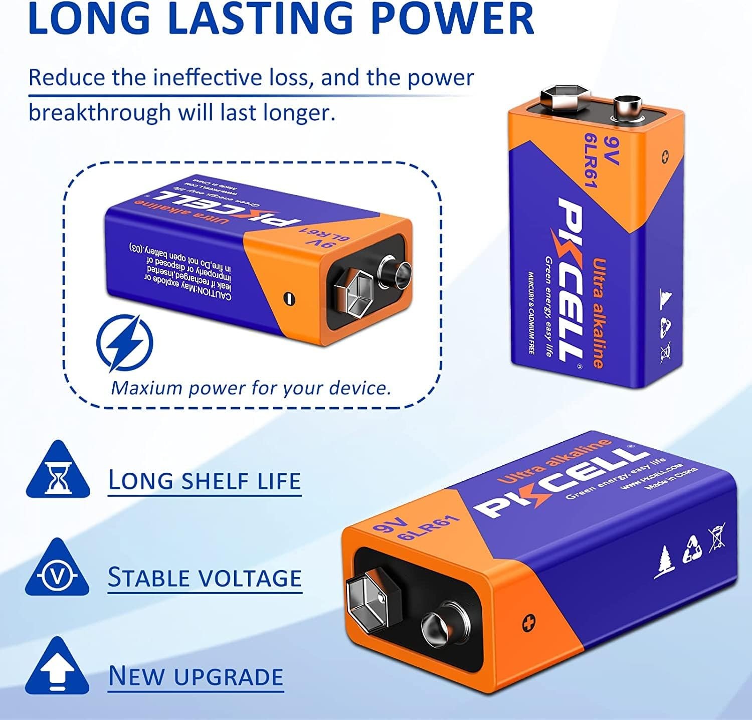 Pkcell Baterai Sekali Pakai 9V 6LR61 Alkaline 650mAh 1 PCS - PK65