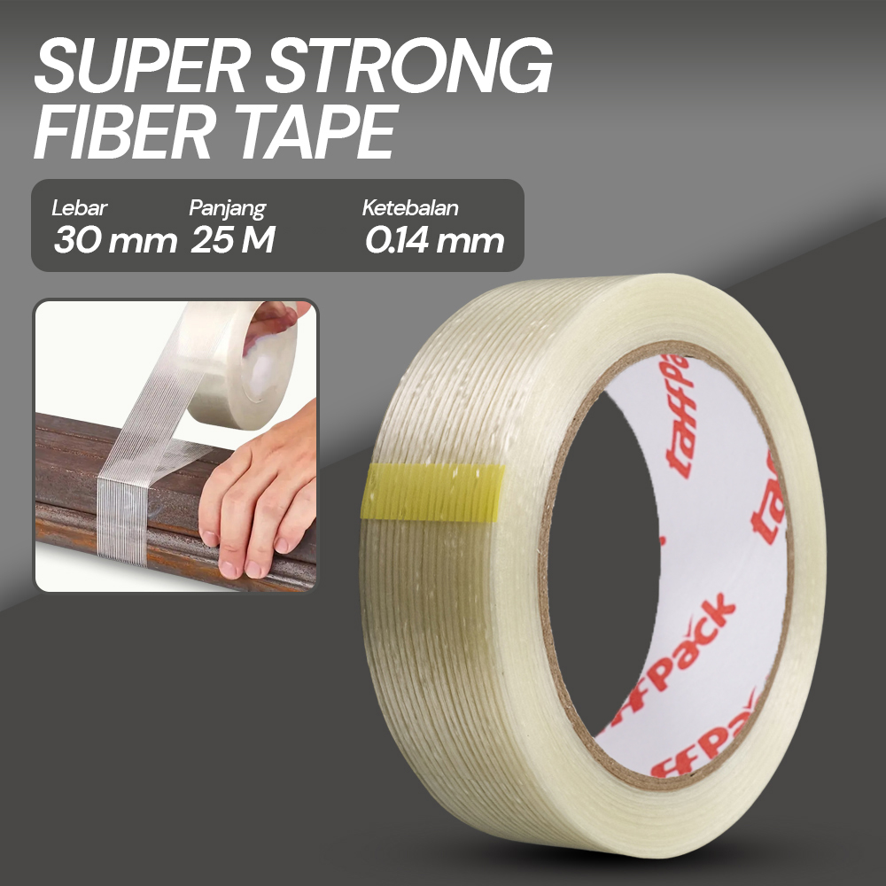 TaffPACK Lakban Super Strong Fiber Tape Isolasi Bening 25M - GF25M