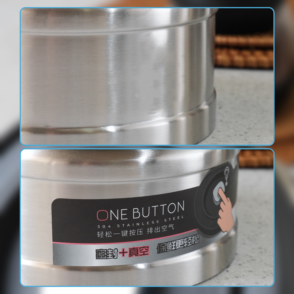 One Two Cups Toples Stainless Penyimpanan Biji Kopi Vacuum Sealed Lid - L-750
