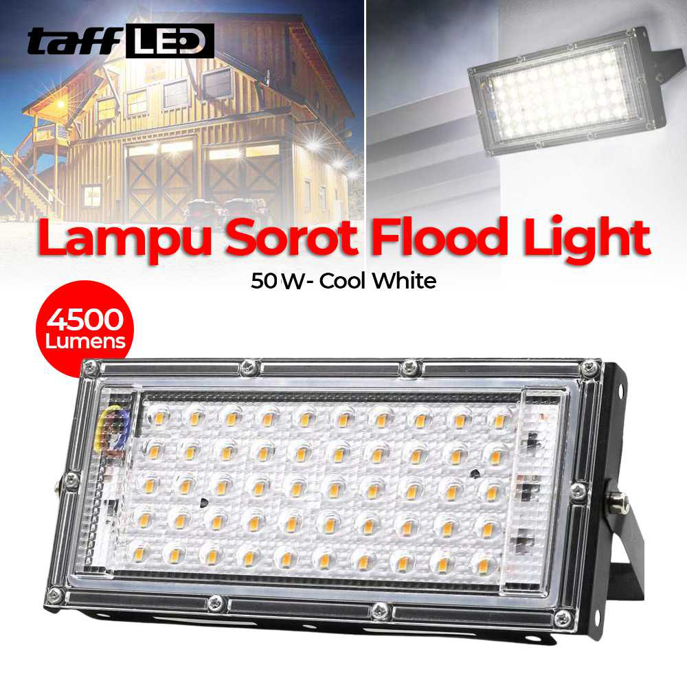 TaffLED Lampu Sorot LED Outdoor Floodlight Waterproof Cool White 50W - A8
