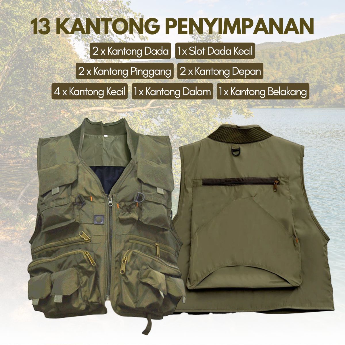 Deukio Rompi Pancing Fishing Vest Quick Dry Jacket XL - GDS09