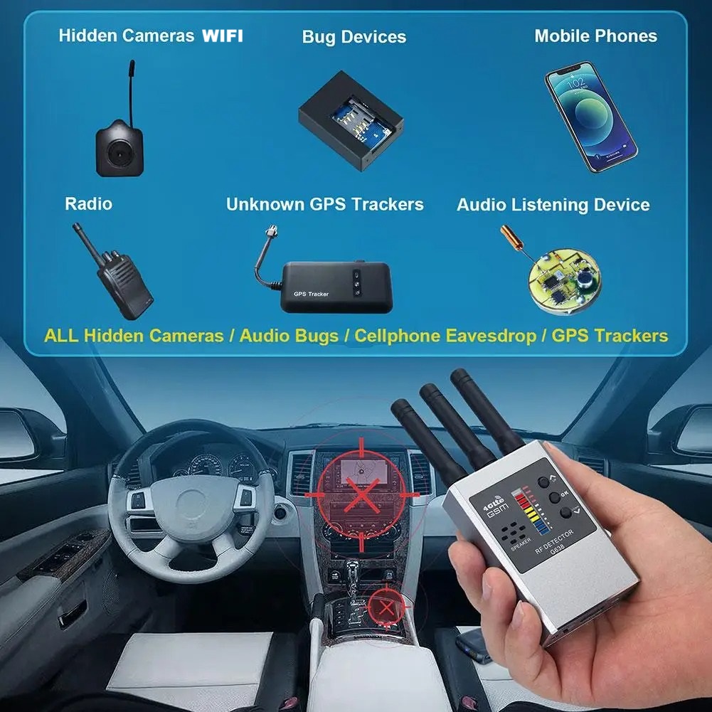 ATTESTATION Detector RF Signal GPS WIFI Spy Camera 10 Levels Alarm - G638
