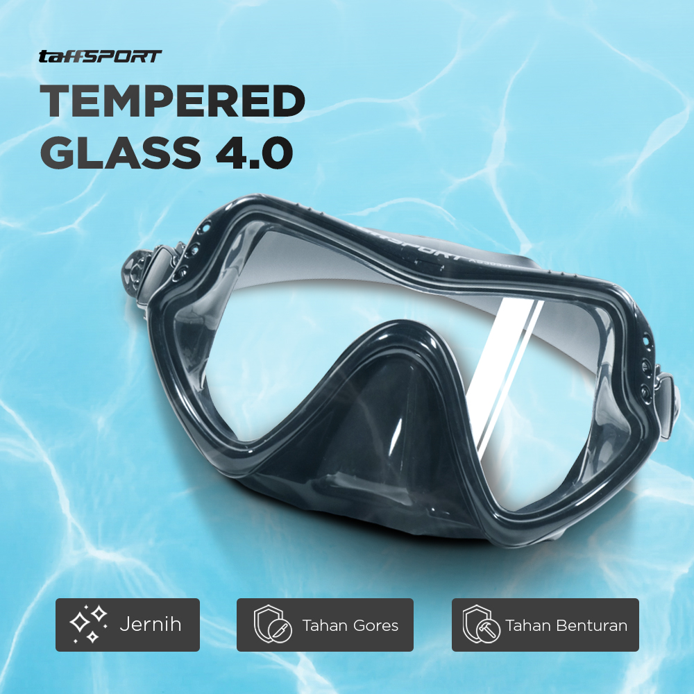 TaffSPORT Kacamata Selam Diving Snorkeling Tempered Glass - AS303JF
