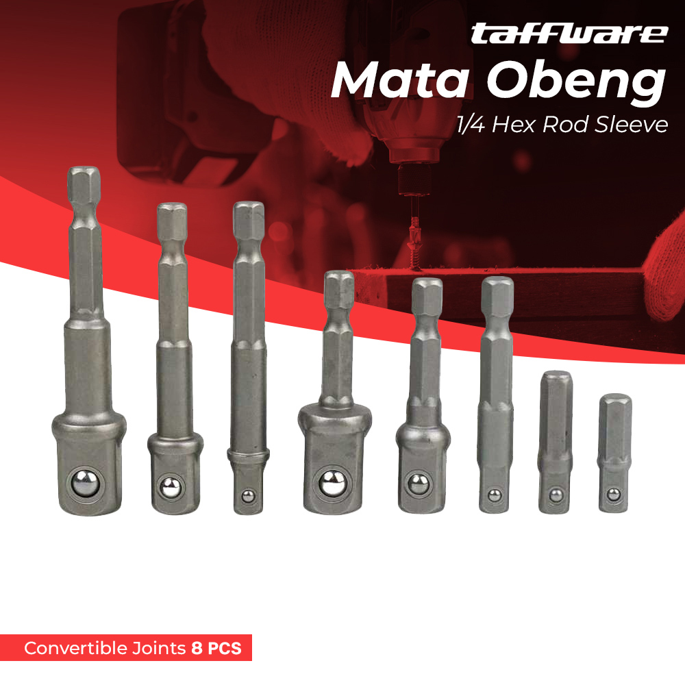 Taffware Mata Obeng 1/4 Hex Rod Sleeve Convertible Joints 8 PCS