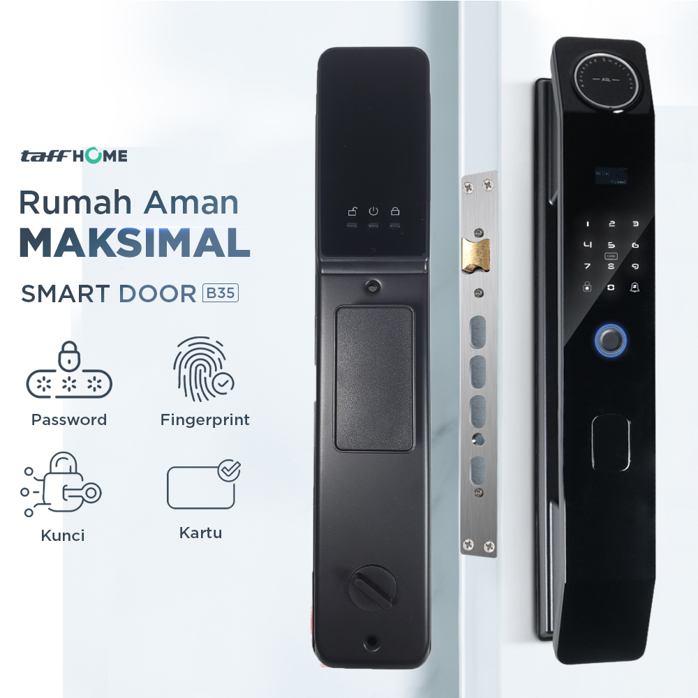 TaffHOME Smart Door Lock Fingerprint Password Card Cryptography Alarm - B35