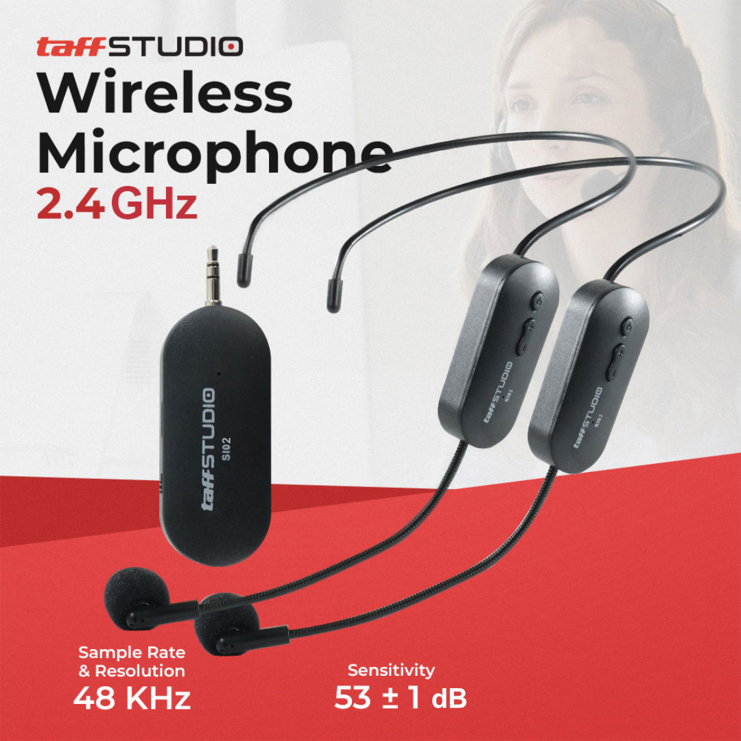 TaffSTUDIO Wireless Microphone 2.4G Headset 2 PCS with Receiver - SI02