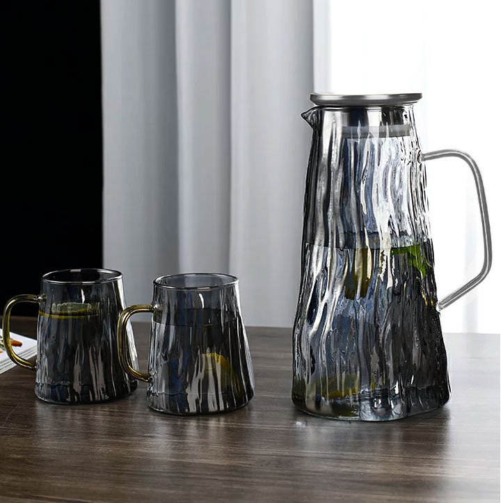 Cloks Teko Pitcher Kaca Tahan Panas Api Water Jug 1.8L with 4 Cup - CL18