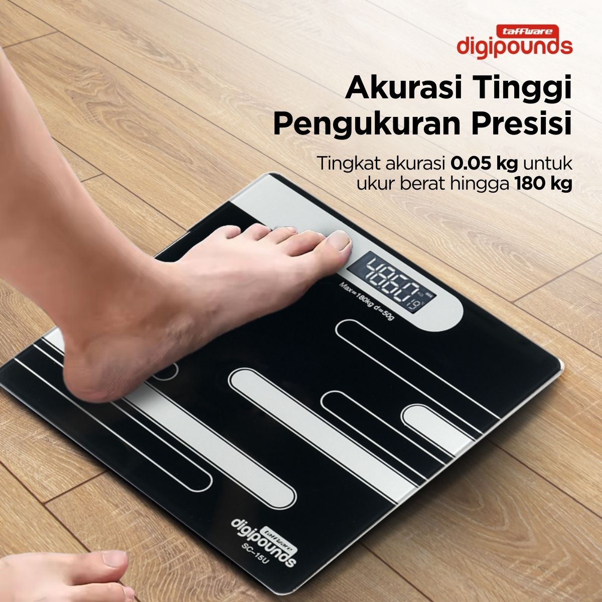 Taffware Digipounds Timbangan Badan Digital Scale Rechargeable 180kg - SC-15U