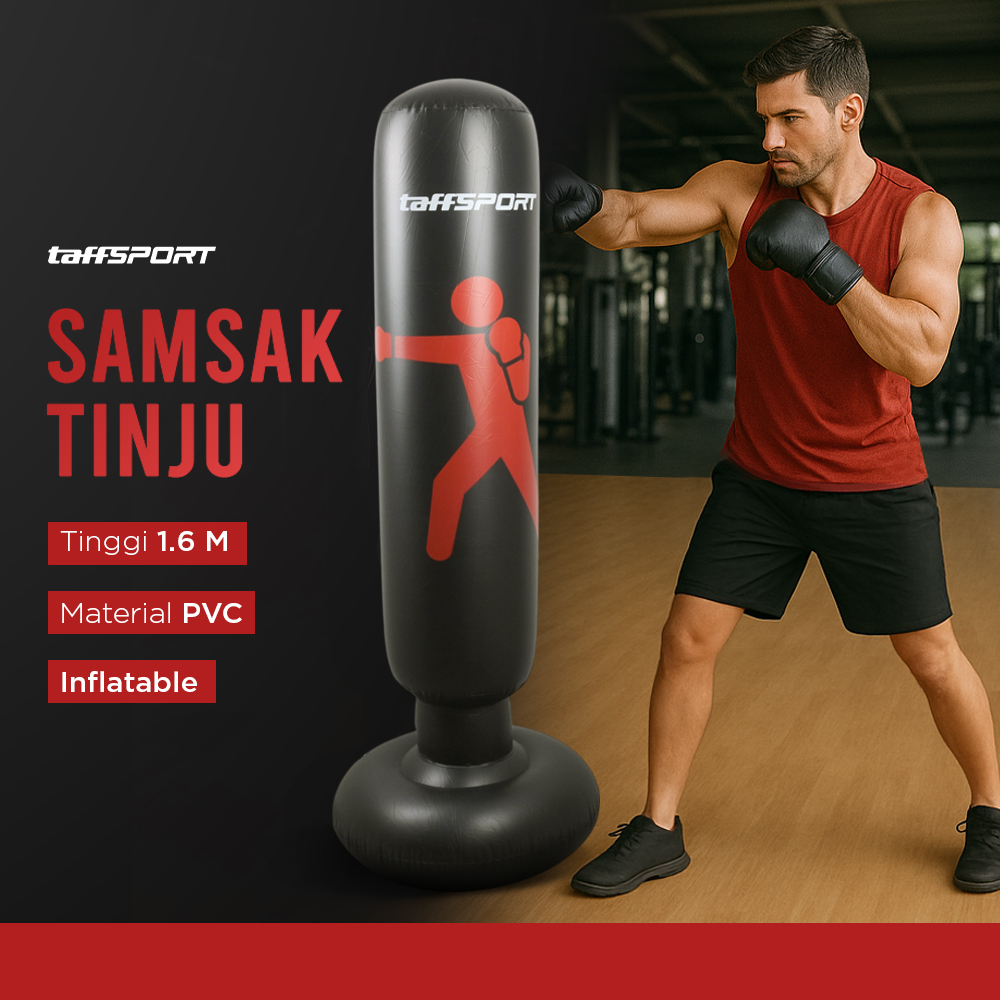 TaffSPORT Samsak Tinju Berdiri Inflatable Punching Bag 1.6M - DS0096