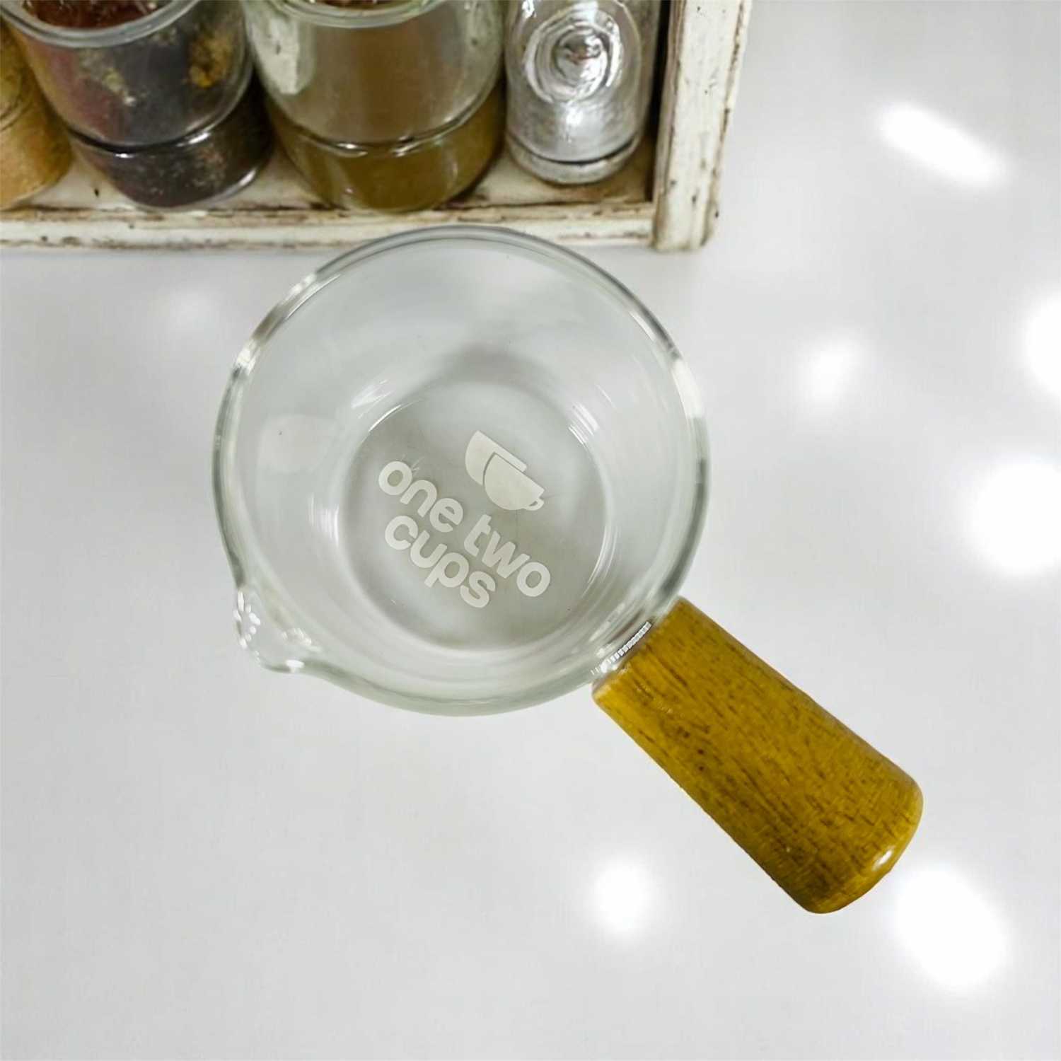 One Two Cups Gelas Milk Jug Pitcher Handle Kayu Kopi Latte Art - S10 - Gambar 3