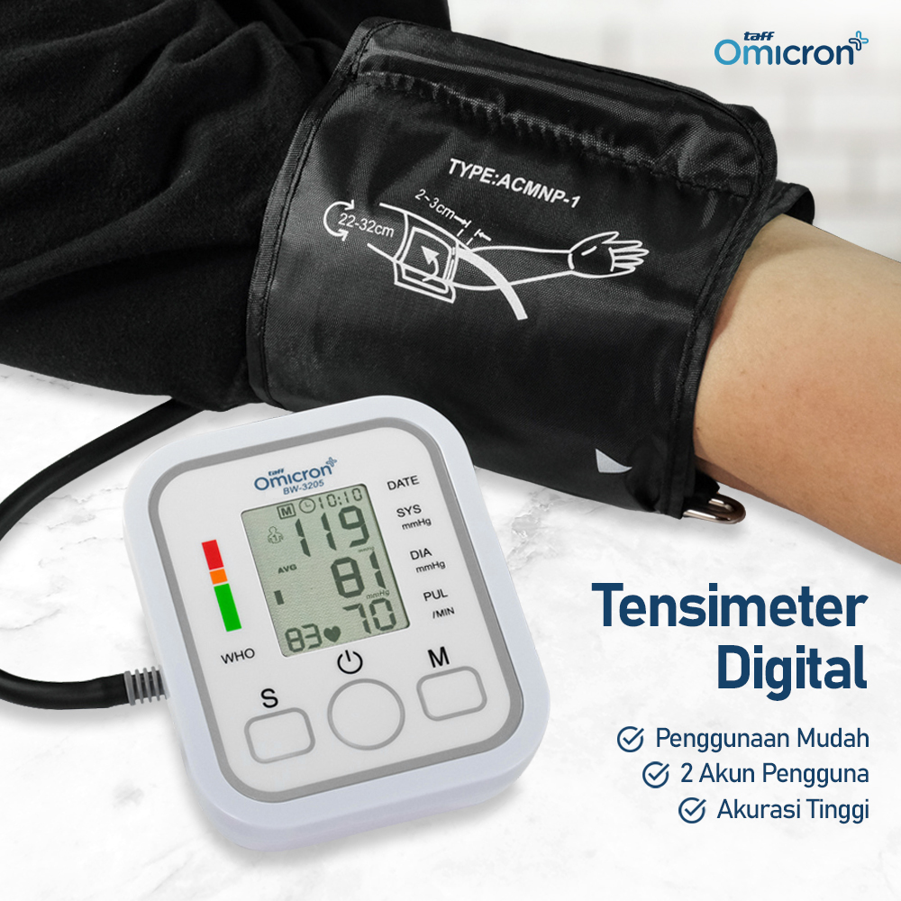 TaffOmicron Tensimeter Digital Pengukur Tekanan Darah Voice Indonesia - BW-3205
