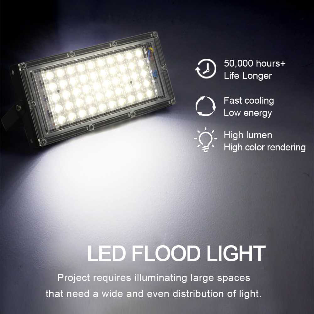 TaffLED Lampu Sorot LED Outdoor Floodlight Waterproof Cool White 50W - A8