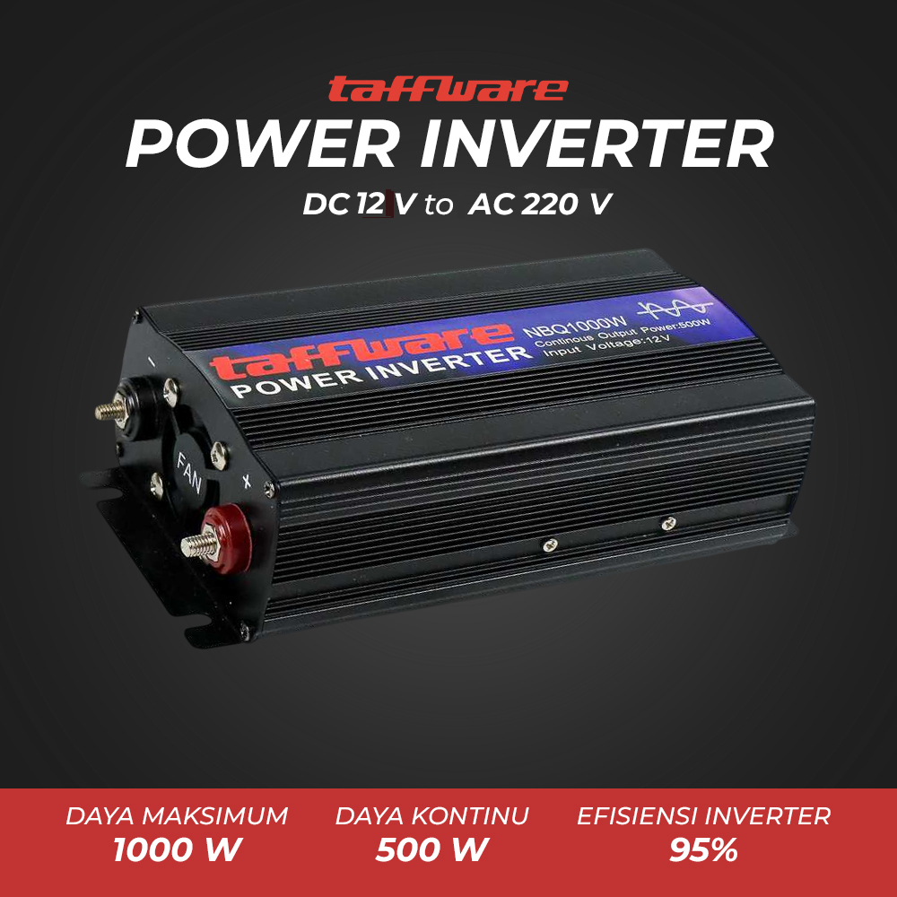 Taffware Power Inverter Mobil Pure Sine Wave DC 12V to AC 220V 1000W - NBQ1000W