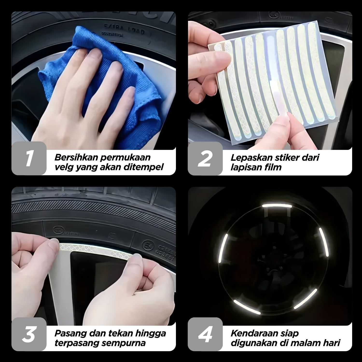 TaffSPORT Stiker Velg Roda Sepeda Bicycle Wheel Reflective 8 Strip - A-0001 - Gambar 6