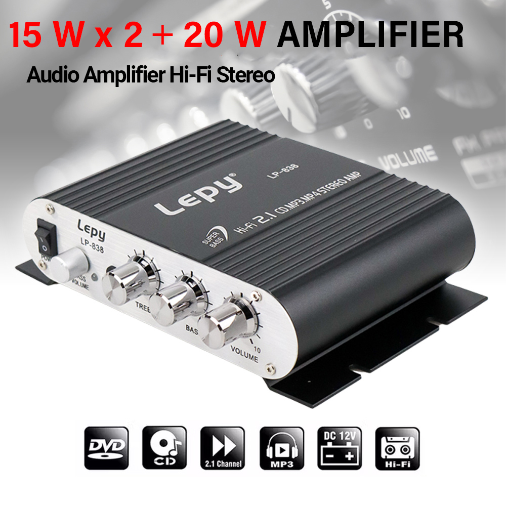 Lepy HiFi Stereo Amplifier Treble Bass Booster - LP-838
