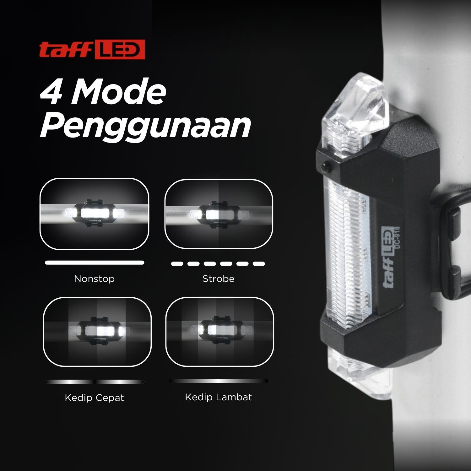 TaffLED Lampu Belakang Sepeda Bicycle Light USB Rechargeable 15 Lumens - DC-918