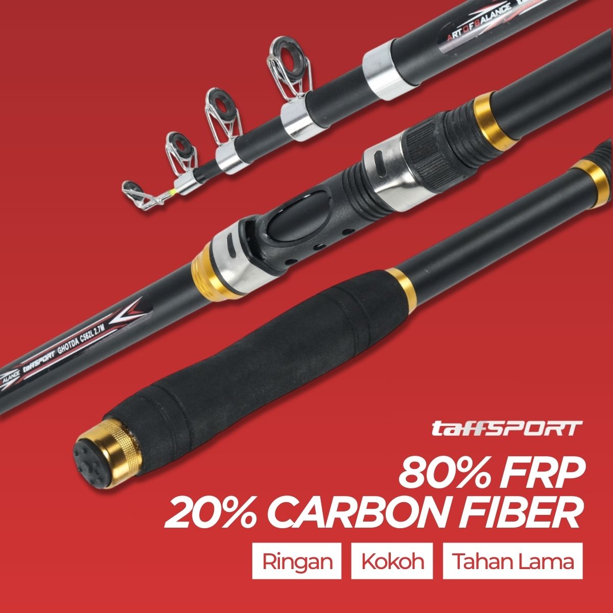 TaffSPORT GHOTDA Tongkat Joran Pancing Fishing Rod Portable Telescopic - C562L