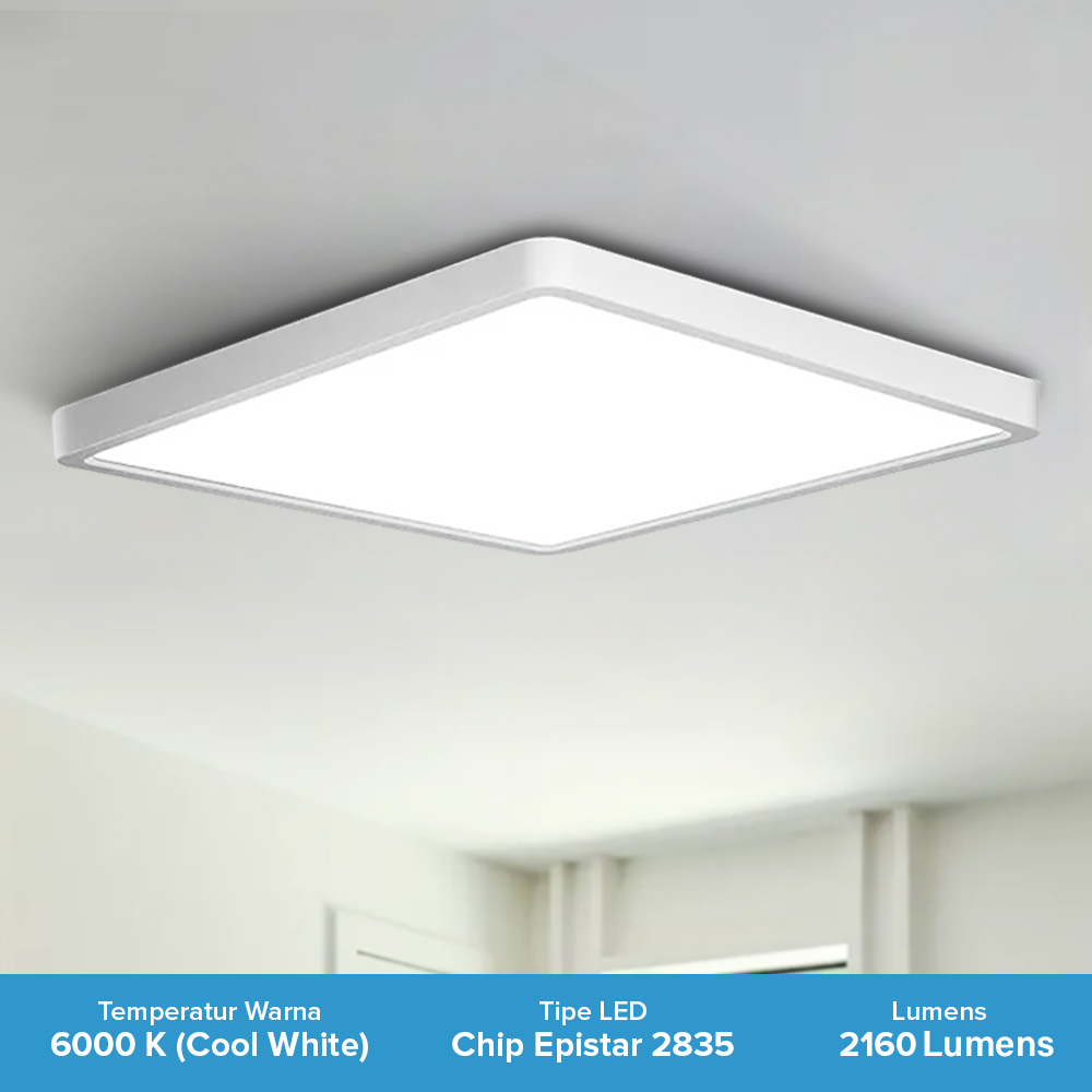 MARPOU Lampu Plafon LED Ceiling Light 24W 30x30x5cm Cool White - MX-LEDQD