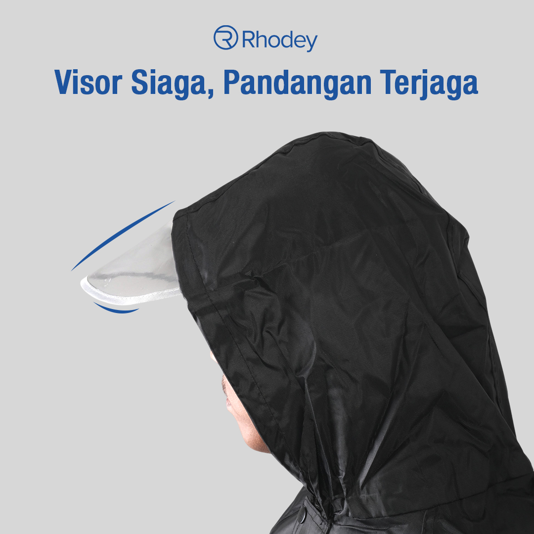 Rhodey Pole Jas Hujan Motor Setelan Raincoat Reflektif Strip with Hood - T1