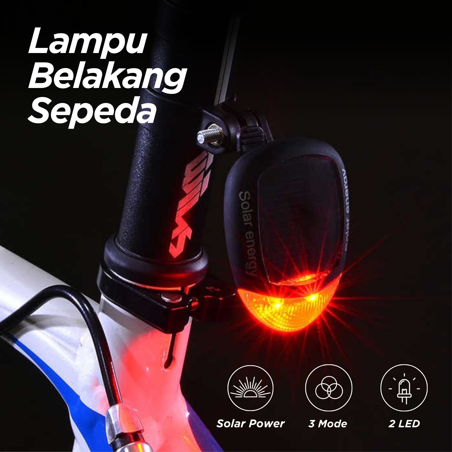 Solar Bicyle Taillight Warning Light Lampu Rambu Sepeda - 909