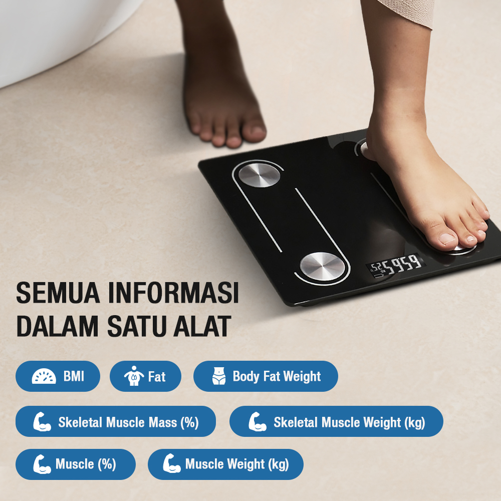 ENSTO Timbangan Badan Digital Scale BMI Monitor Smart App 180kg - OD69