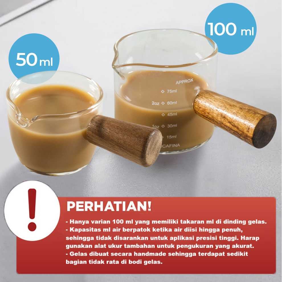 One Two Cups Gelas Milk Jug Pitcher Handle Kayu Kopi Latte Art - S10 - Gambar 6