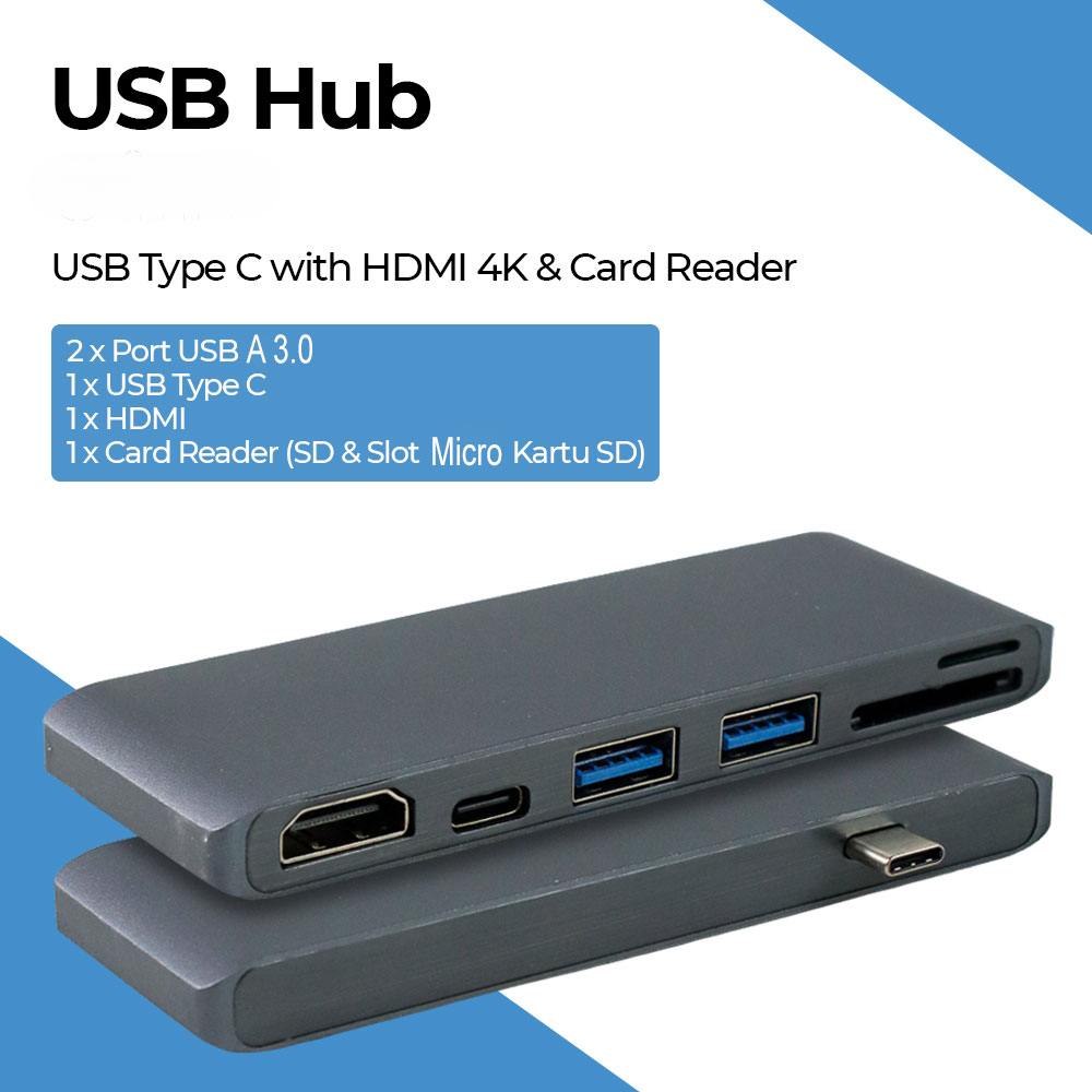 CHIPAL USB Hub 6in1 USB Type C with HDMI 4K Card Reader - T62
