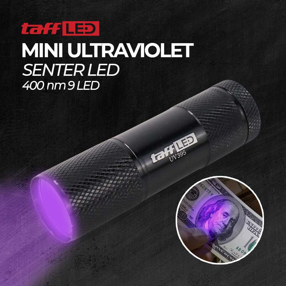 TaffLED Senter UV Ultraviolet Mini Flashlight 400nm 9 LED - UV-395
