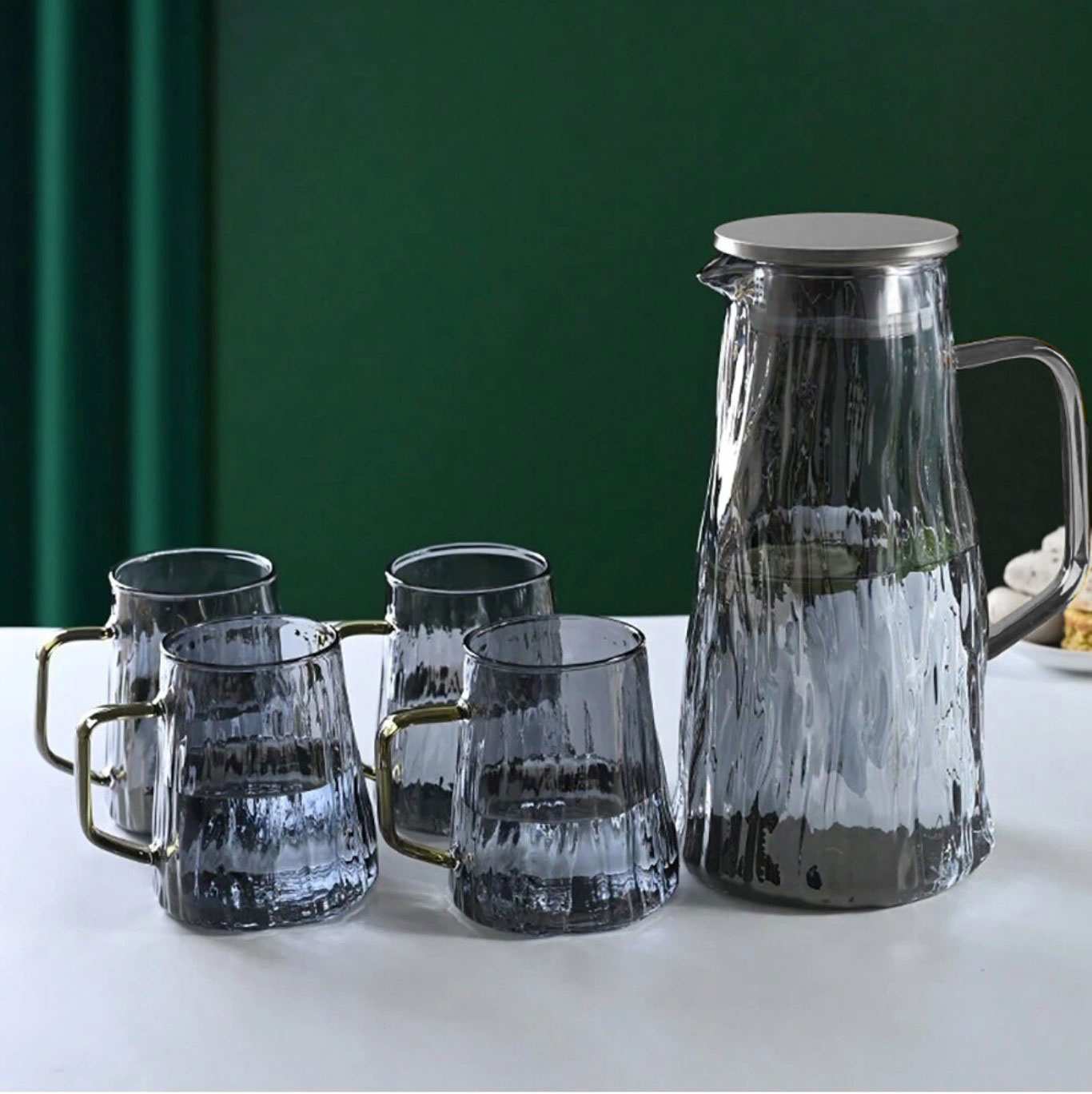 Cloks Teko Pitcher Kaca Tahan Panas Api Water Jug 1.8L with 4 Cup - CL18