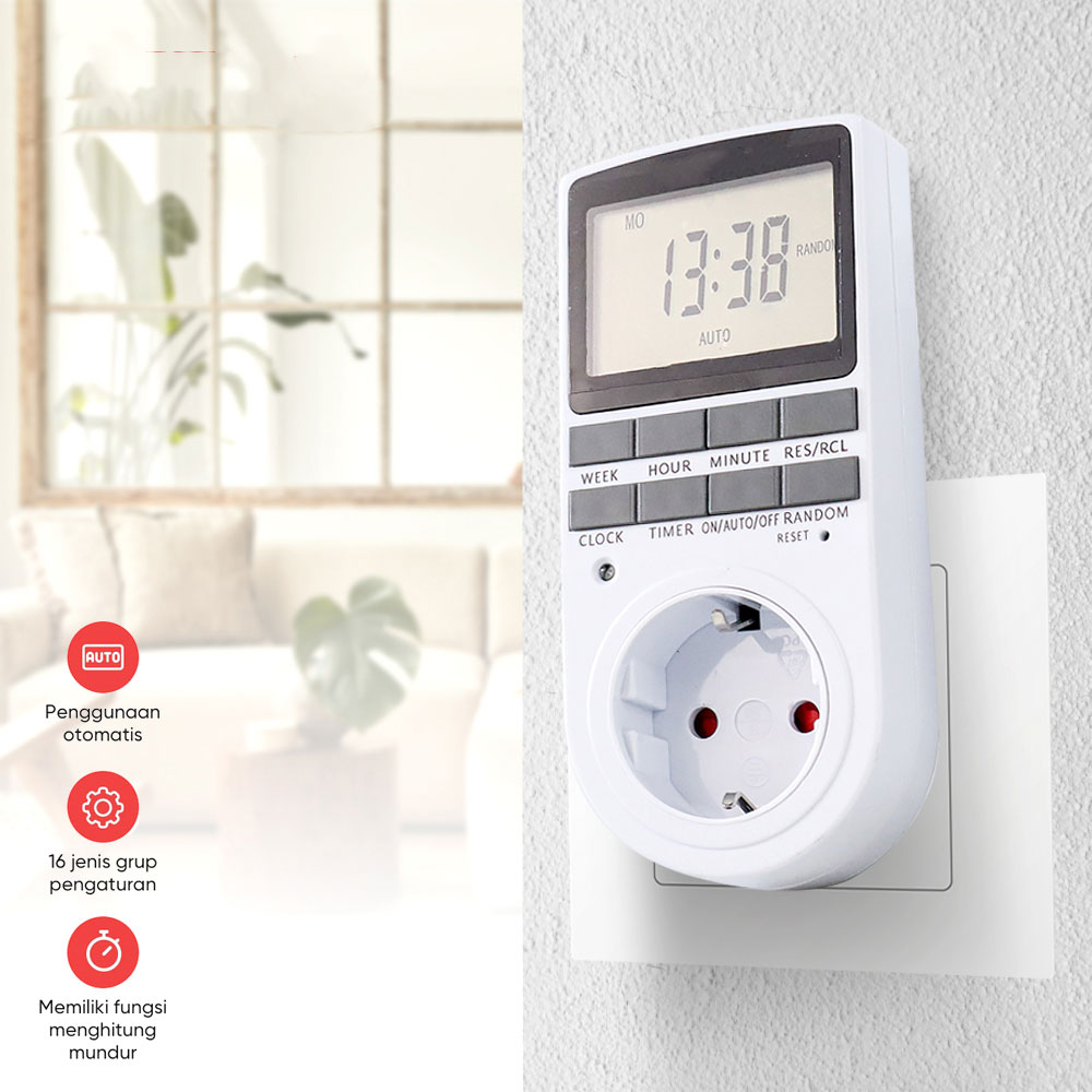 Taffware Stop Kontak Programmable Timer Switch 10 Program 230V/16A - KWE-TM02-EU