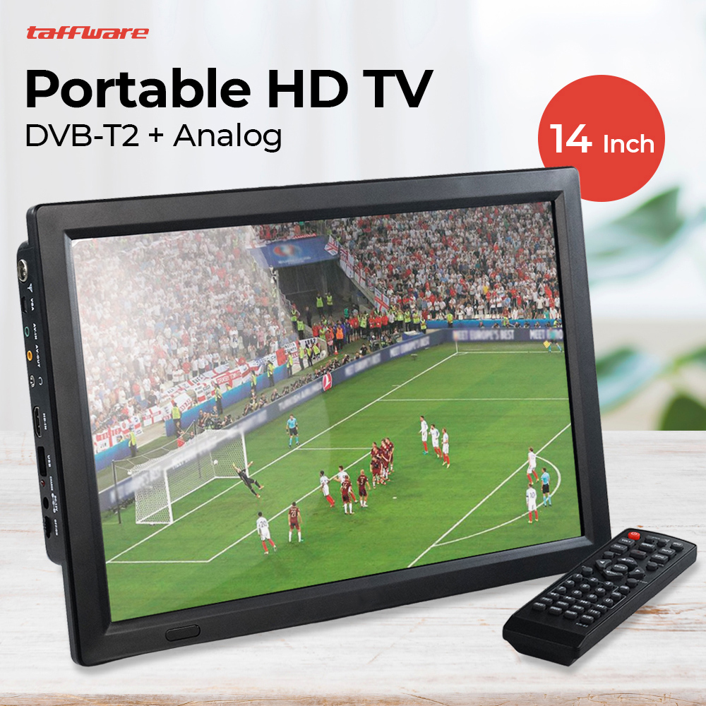 Taffware Portable HD TV Monitor 14 Inch DVB-T2 Analog - D14