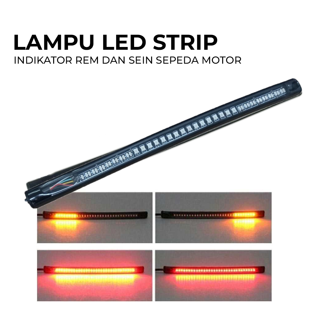 Lampu Rem dan Sein Motor LED Strip Flexible 2in1 Color 12V 190mm