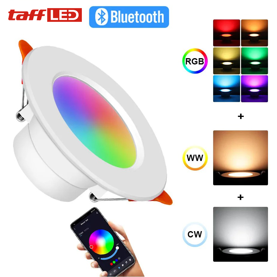 TaffLED Lampu Downlight LED Smart Bulb Bluetooth Tuya 10W RGBCW - A61