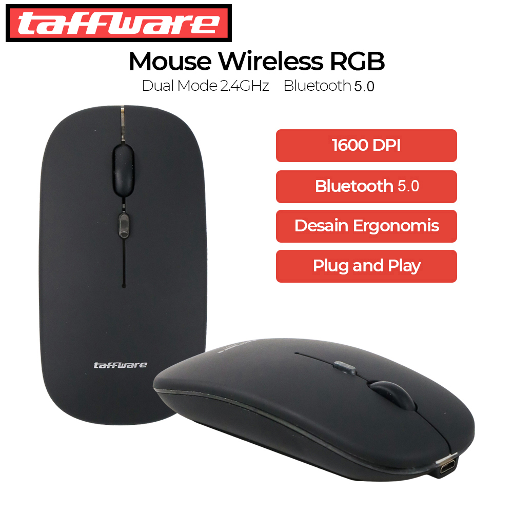 Taffware Mouse Wireless Bluetooth Optical 2.4GHz Silent Click 1600DPI - DC001