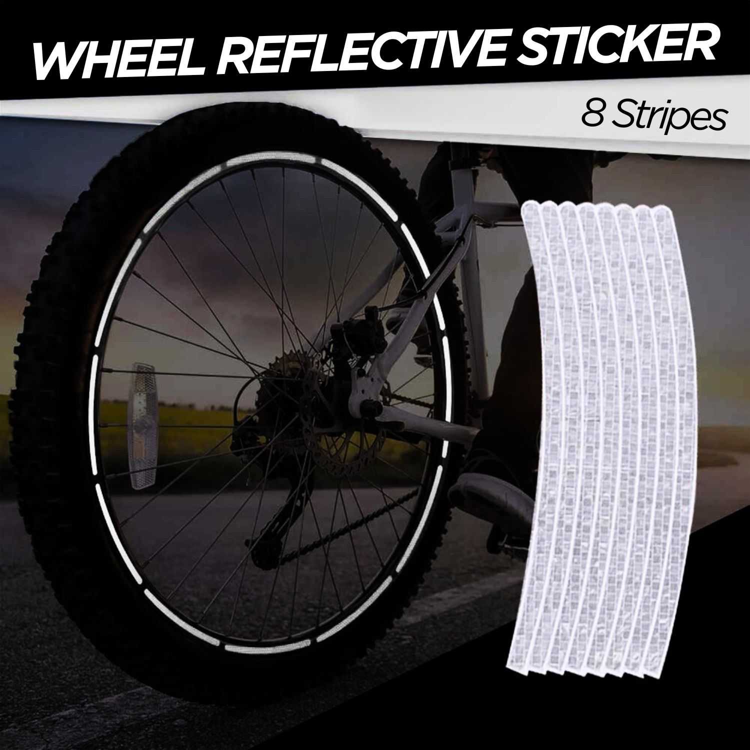 TaffSPORT Stiker Velg Roda Sepeda Bicycle Wheel Reflective 8 Strip - A-0001