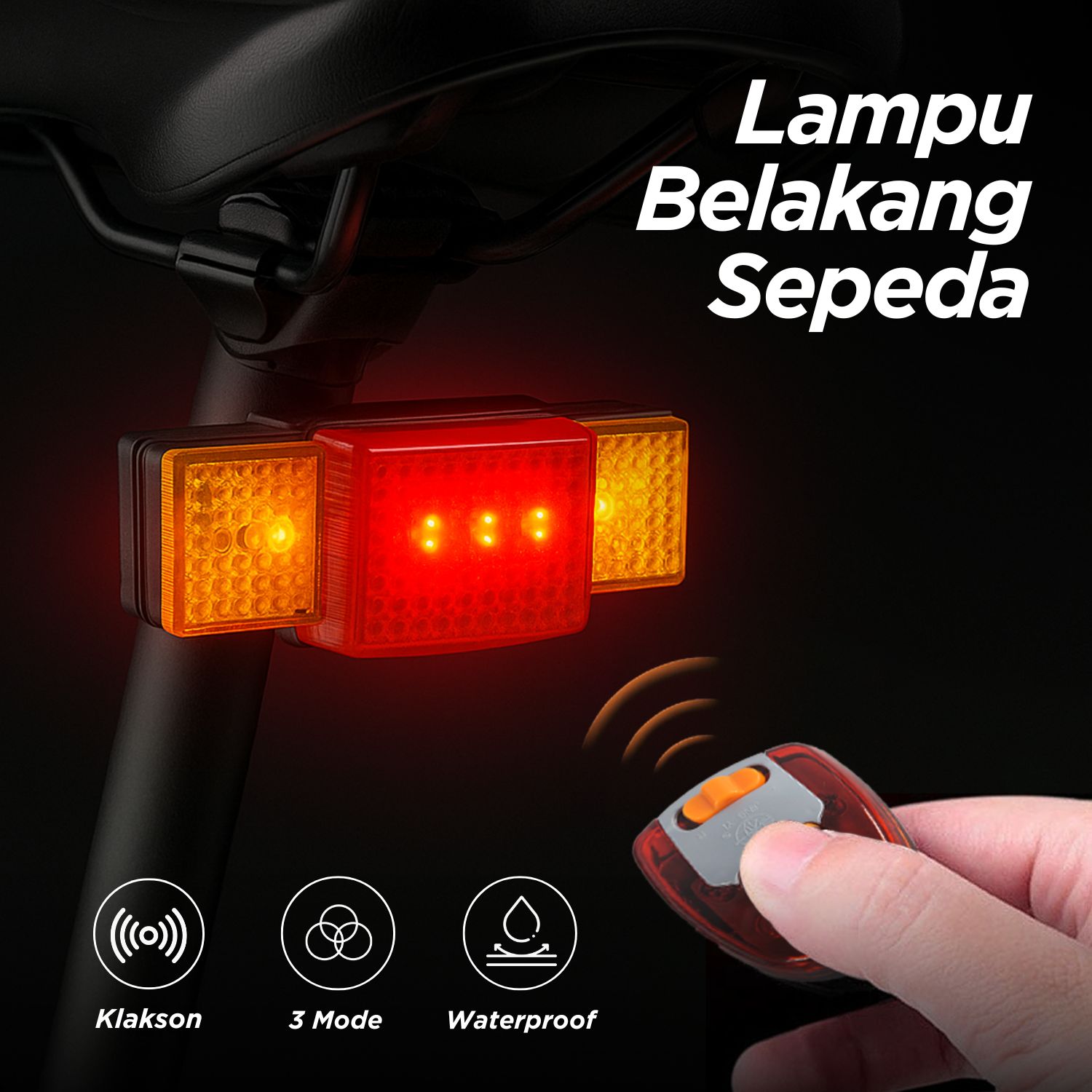 SHU Lampu Belakang Sepeda Klakson Tail Light Turn Signal 3 Modes - JY-608
