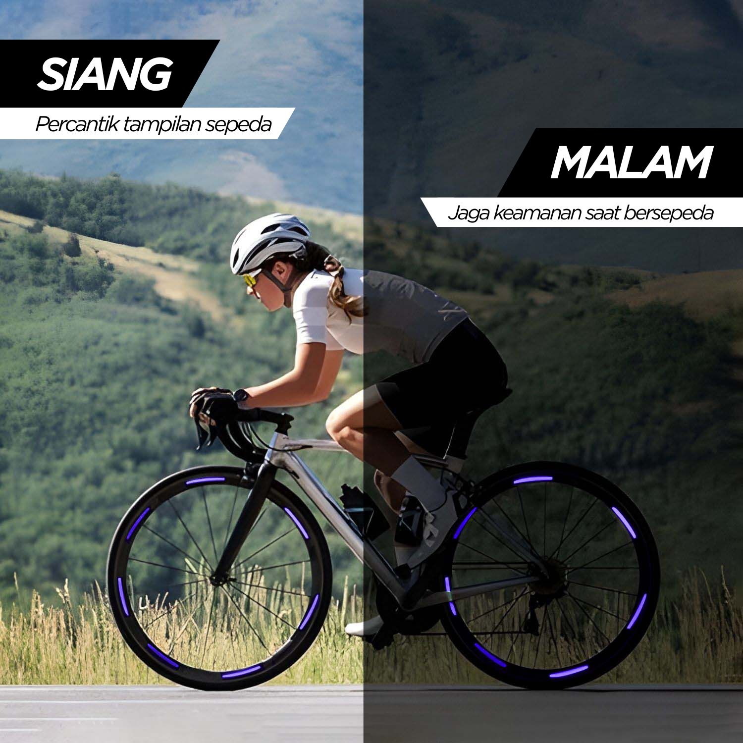 Stiker Roda Sepeda Bicycle Wheel Reflective Sticker 8 Strip - A-0001