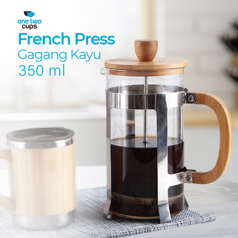 One Two Cups French Press Coffee Maker Pot Plunger Borosilicate 350ml - FS20