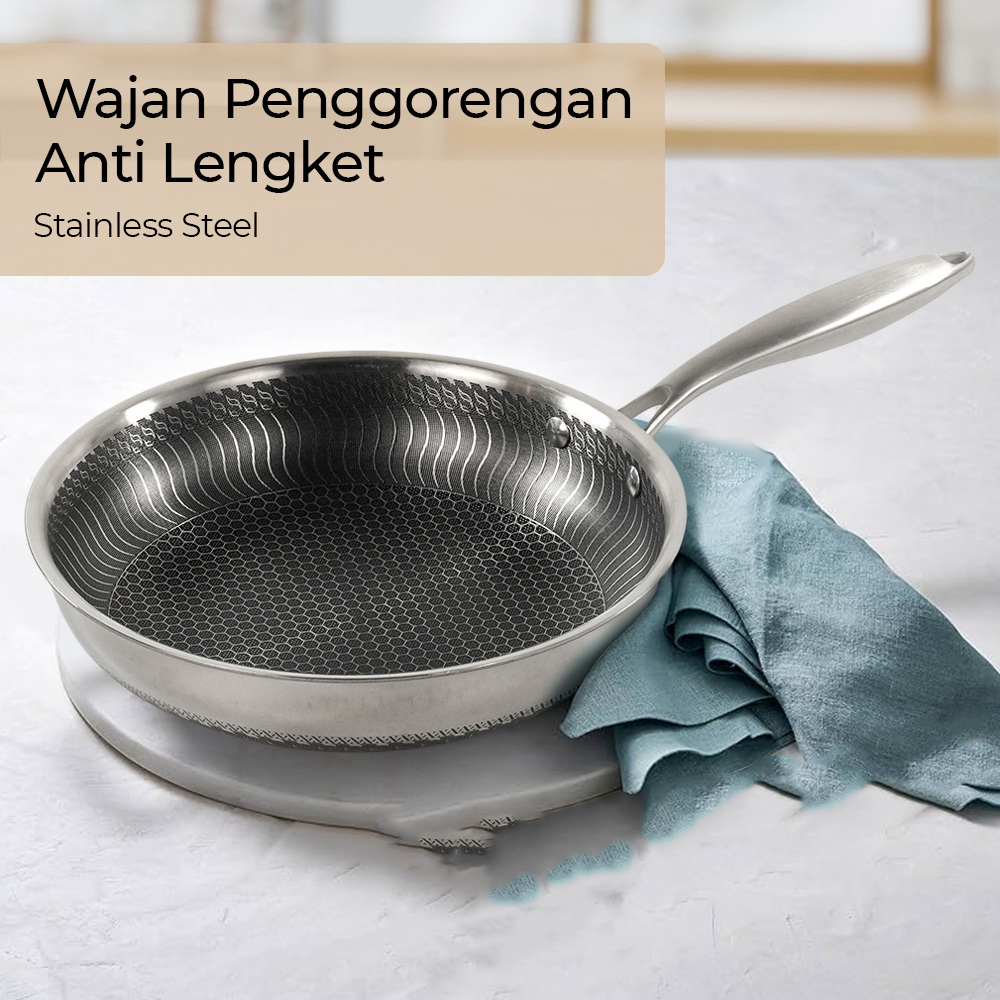 YS Cookware Wajan Penggorengan Frying Pan Stainless Steel Anti Lengket - 316