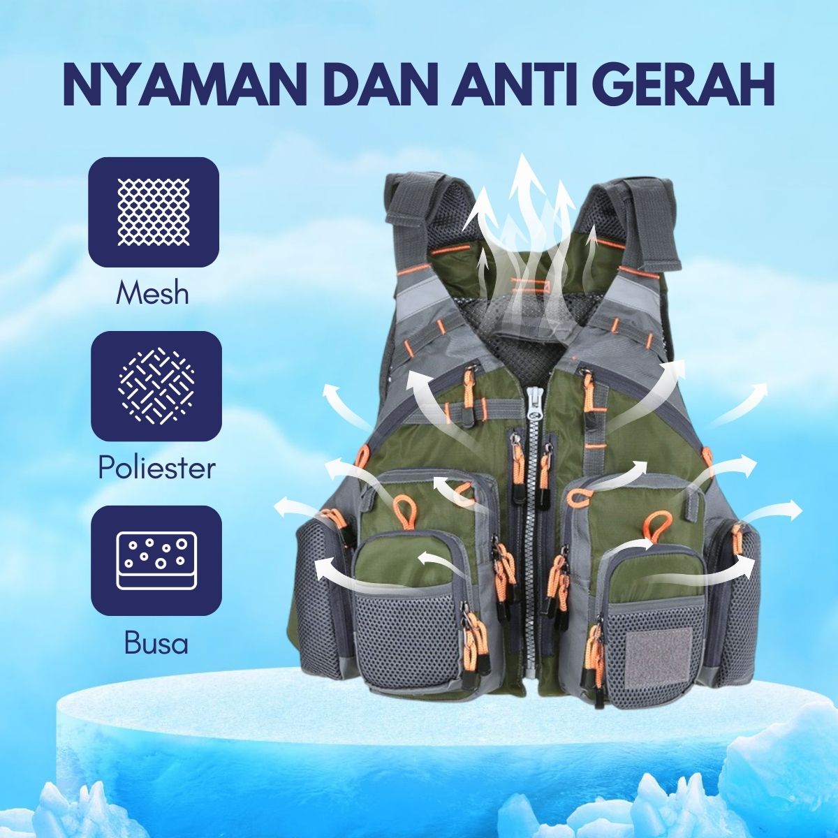LIXADA Rompi Pancing Fishing Life Jacket Multi Slot - GDS09