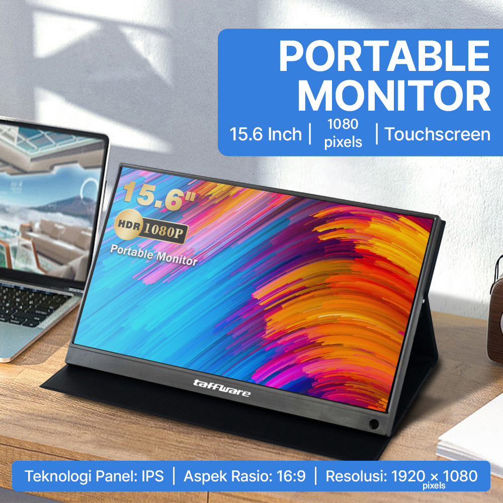 Taffware Portable Monitor Touchscreen 15.6 Inch IPS FHD 60Hz Type C - 1560MTS