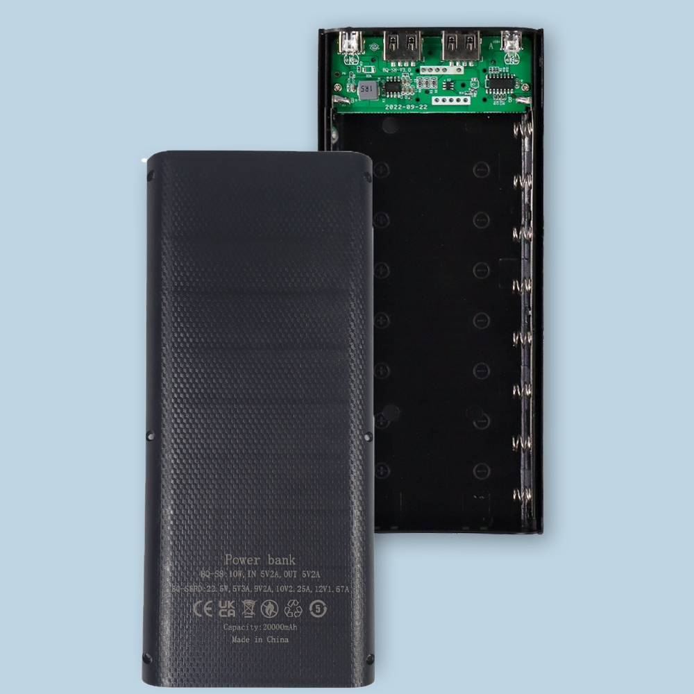 Kebidumei Power Bank DIY Case Dual USB Port 8 PCS 18650 Flat Top - S8