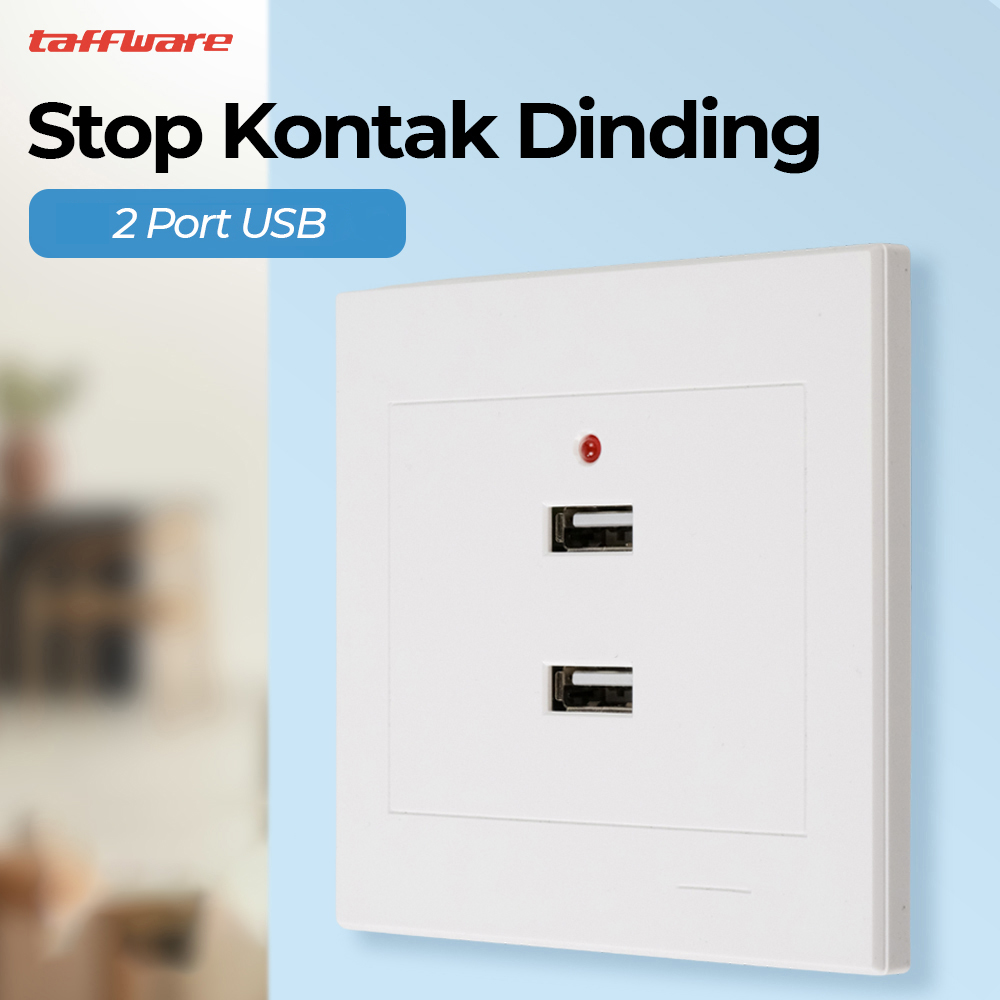 Taffware Stop Kontak Dinding 2 Port USB Wall Socket 2.0A - ES-USB-2