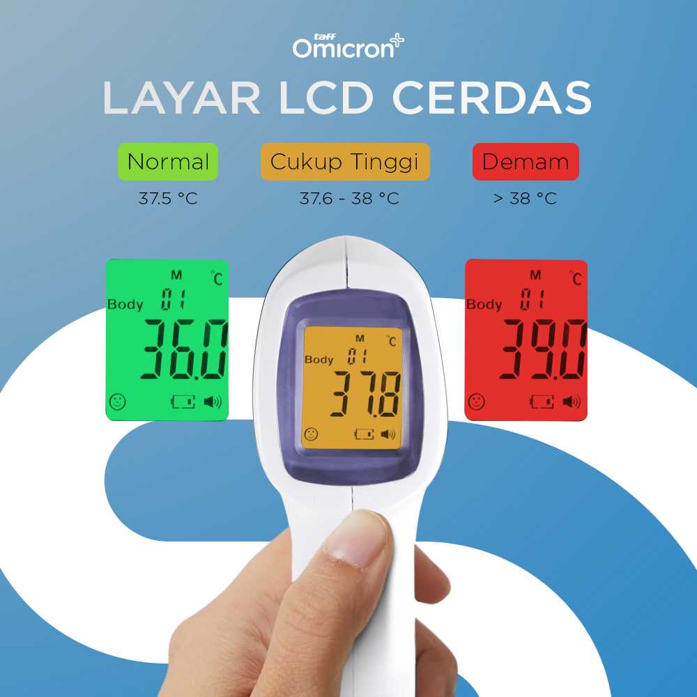 TaffOmicron Termometer Suhu Badan Digital Thermogun Infrared Memory - AD801 - Gambar 4