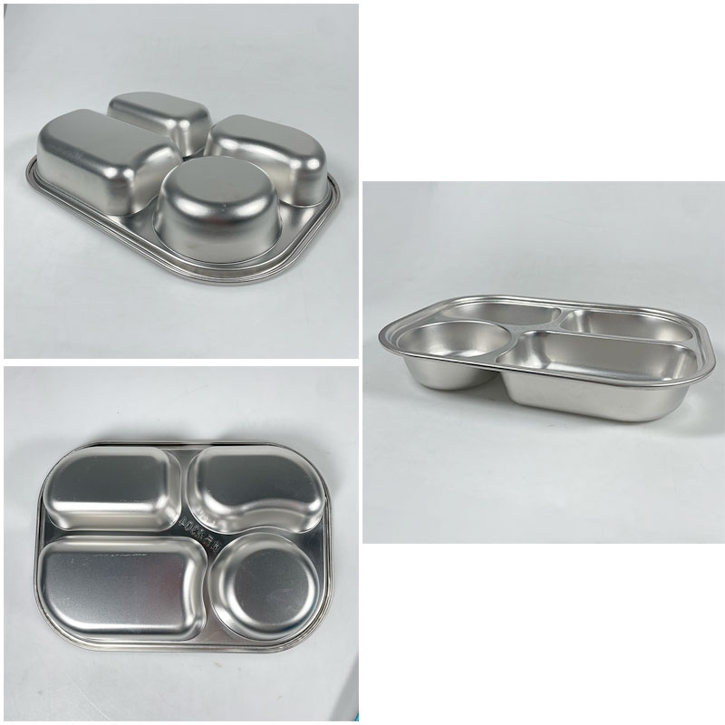 WIMPY Piring Makan Stainless Steel Tray Fast Food 4 Grid - W-005