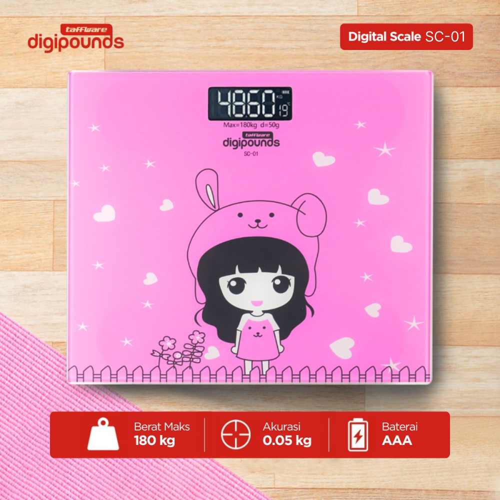 Taffware Digipounds Timbangan Badan Digital Scale Battery 180kg - SC-01