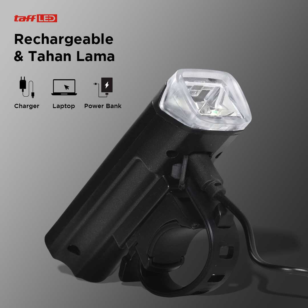TaffLED Lampu Depan Sepeda Bike Light USB Recharge LED XPG 350 Lumens - HJ-047 - Gambar 5